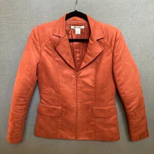 Nygard Womens Size 8 Suede Look Fitted Zip Up Jacket Burnt Orange Pockets Lined